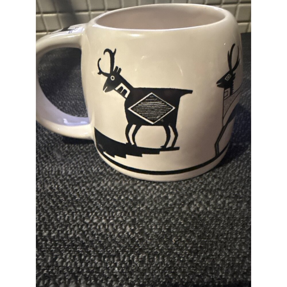 Rare Vintage Ceramic Mug Native American Style Deer Design New Mexico Las Cruces